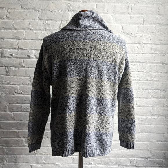 Y2K Vintage Stripes Minimalist Oversize Chunky Knit Striped Turtleneck Sweater - Picture 6 of 7